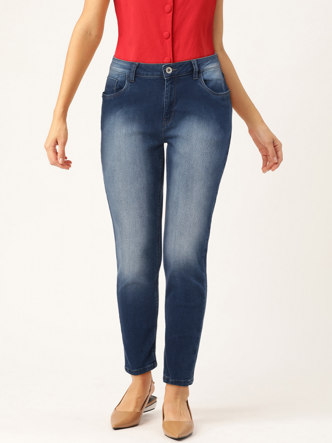 Flying Machine Women Blue Veronica Skinny Fit Mid-Rise Clean Look Stretchable Jeans