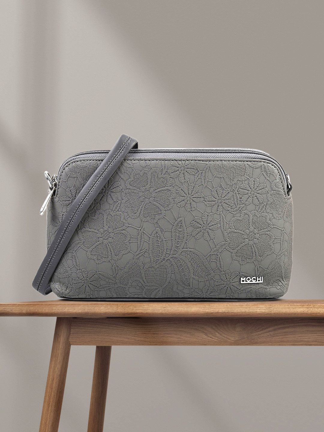 Mochi Grey Textured Sling Bag