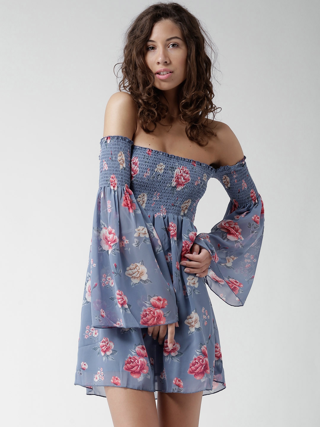 Forever 21 floral off the shoulder dress discount