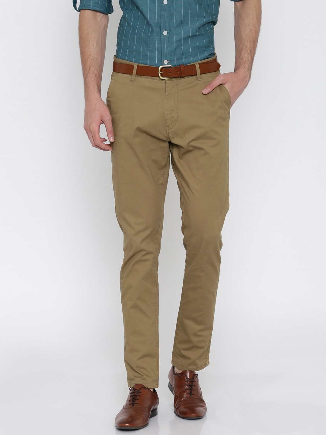 Buy Mast  Harbour Khaki Anchor Slim Differential Length Chino Trousers   Trousers for Men 1368601  Myntra