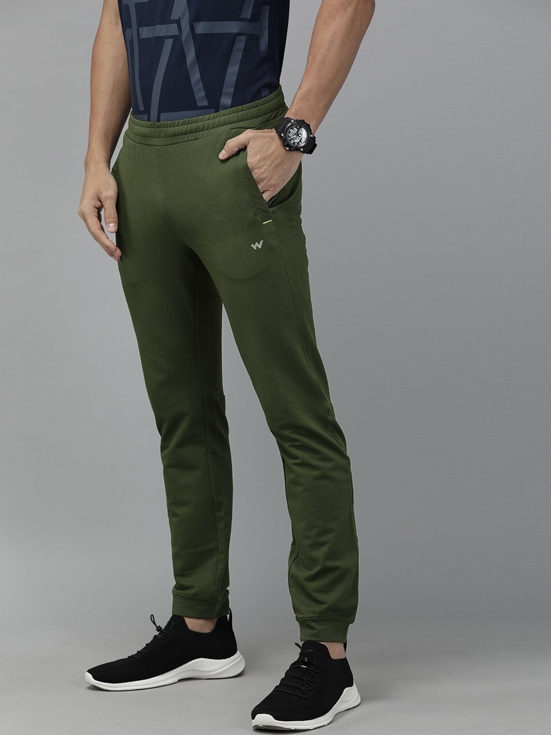 Wildcraft Men Olive Green Solid Straight Fit Joggers