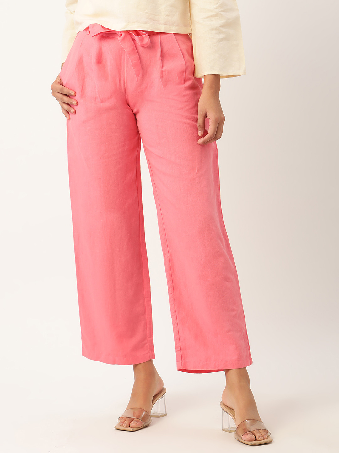 ROOTED Women Rose Straight Fit Easy Wash Chinos Trousers