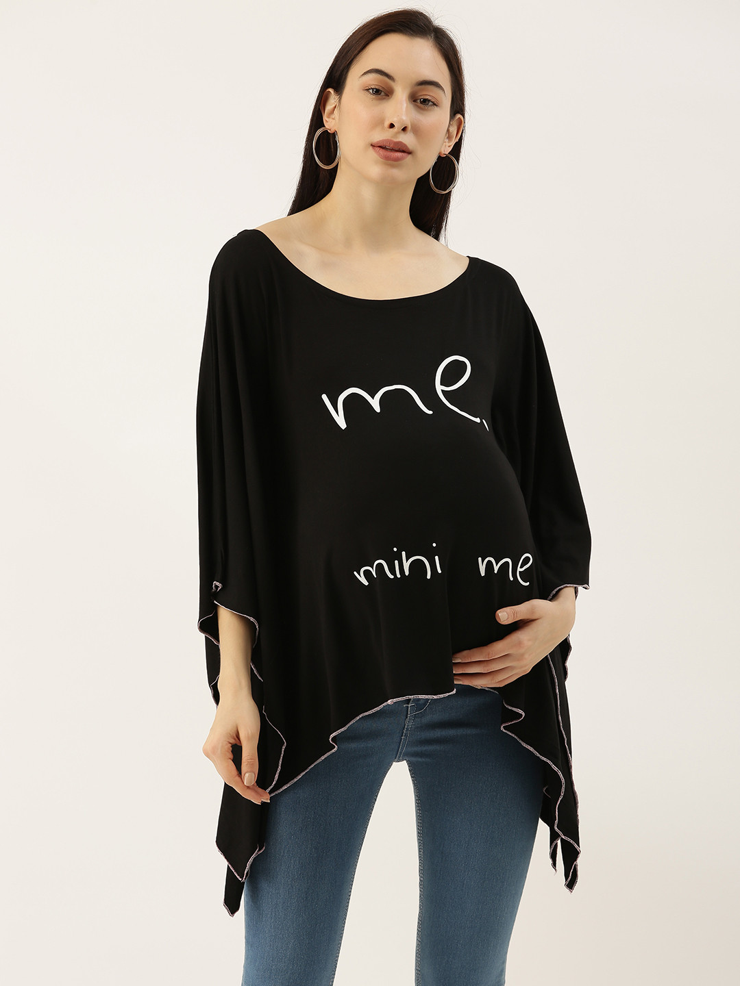 Blush 9 Maternity Black Printed Maternity Kaftan Top