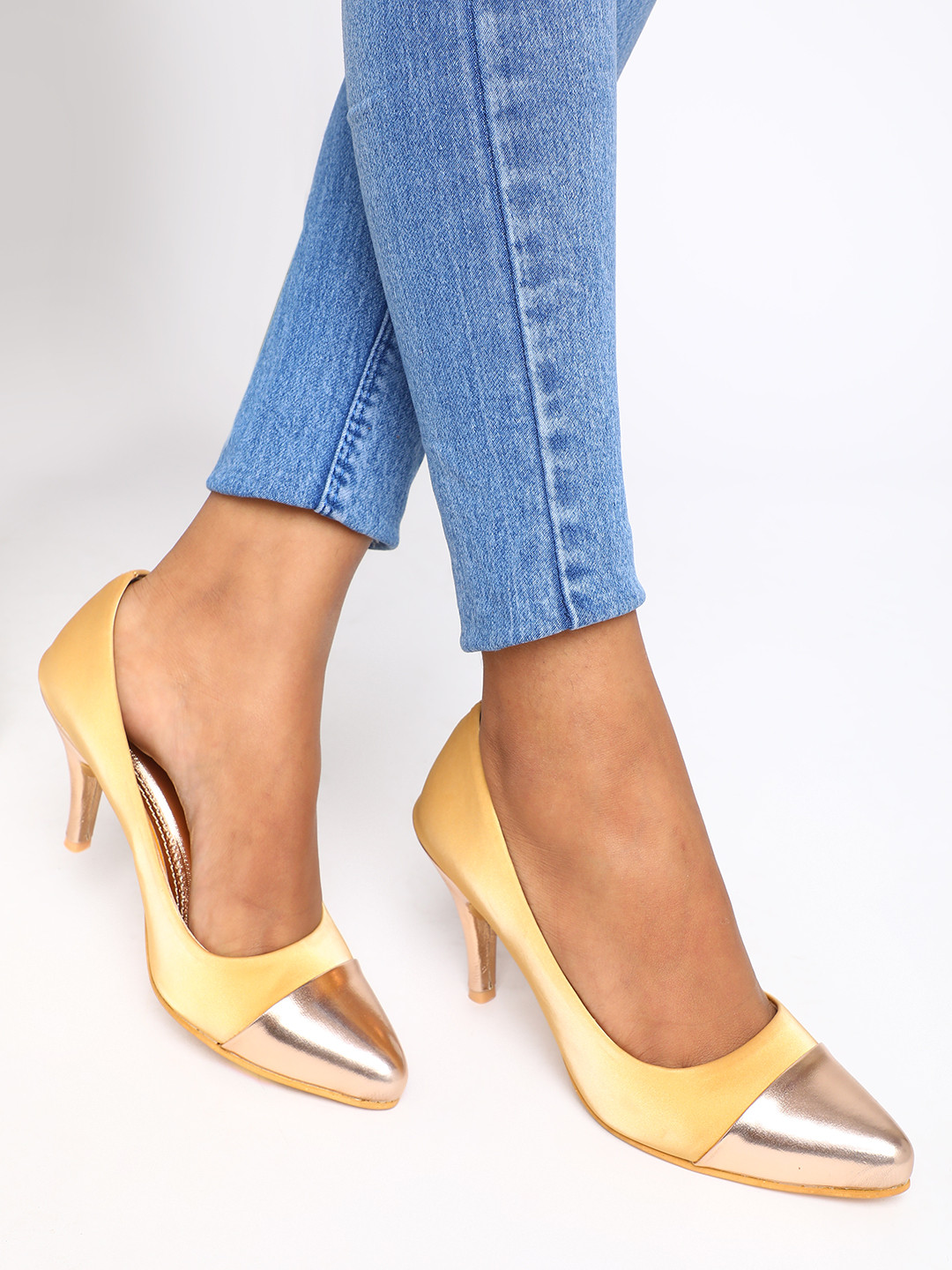 Marc Loire Women Mustard Yellow Solid Pumps