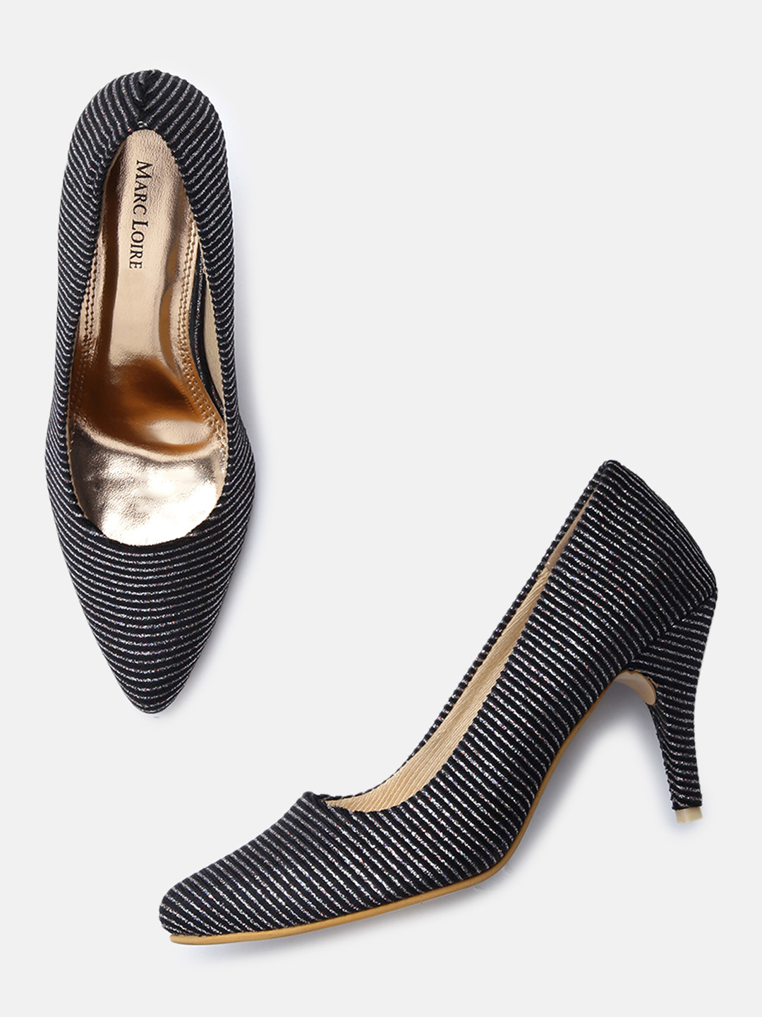 Marc Loire Women Black Striped Pumps