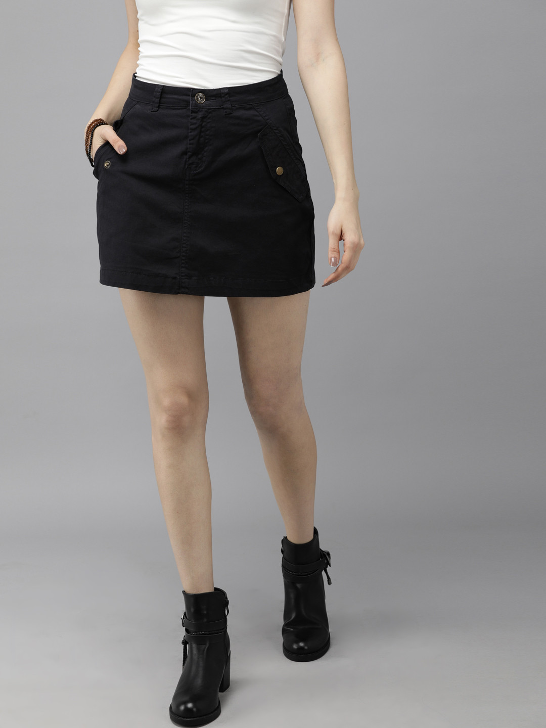 Roadster Brown Mini A-Line  Skirt