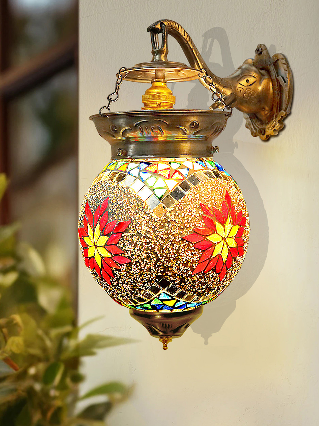 Homesake Red & White Textured Classic Country Pendent Wall Lamp