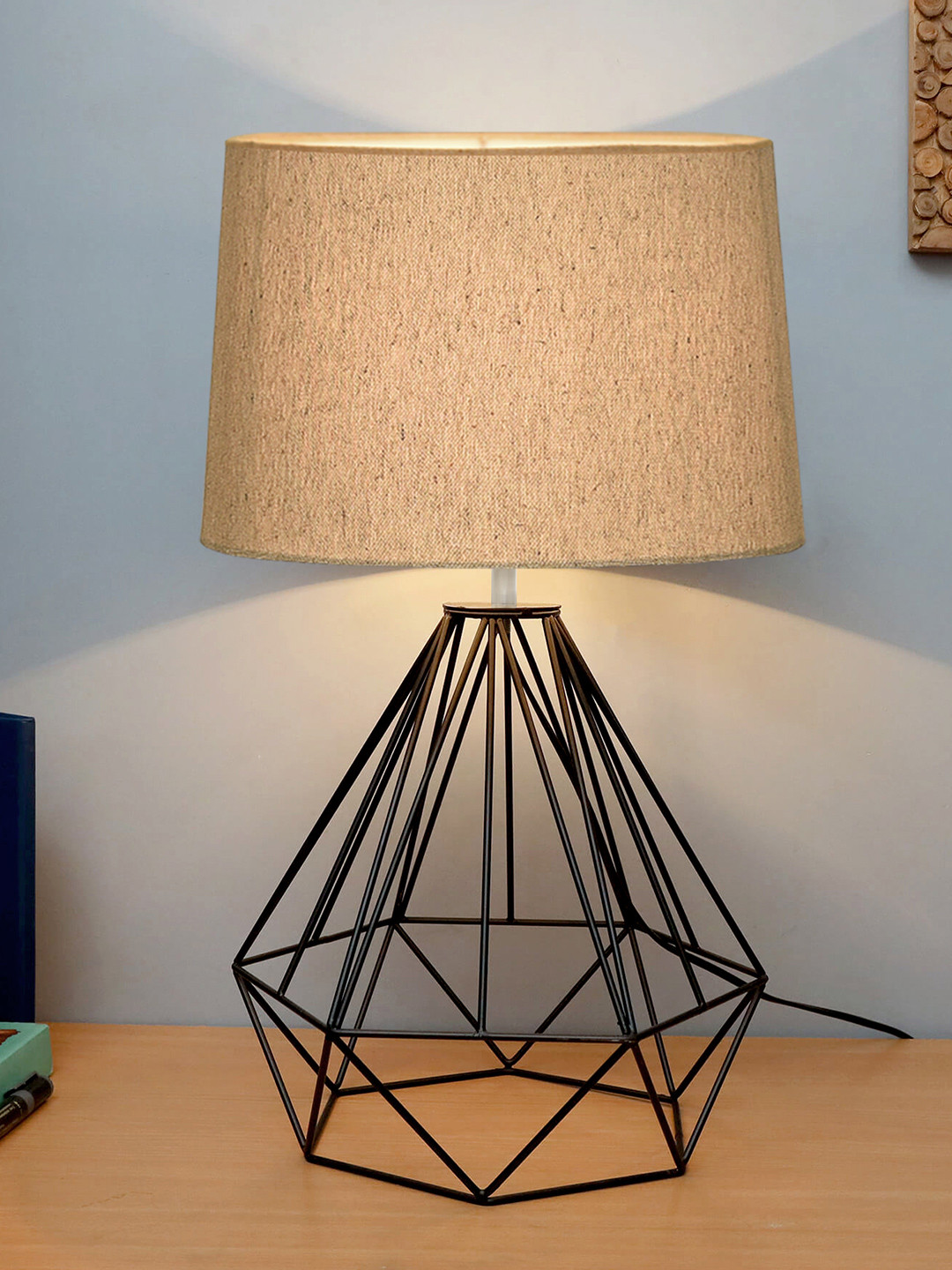 Homesake Black Self Design Classic Country Table Lamp with Shade