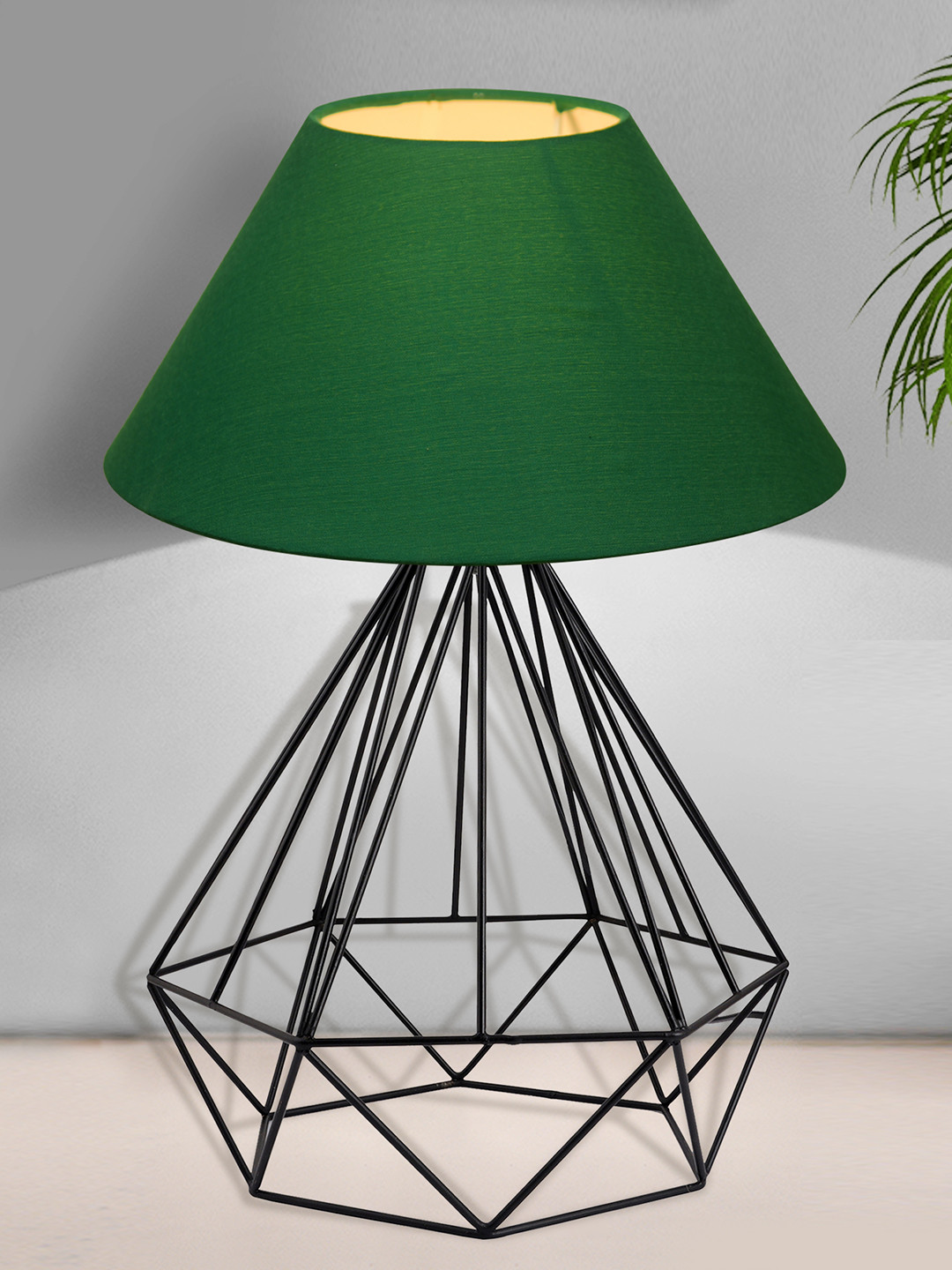 Homesake Green & Black Solid Contemporary Bedside Standard Table Lamp with Shade