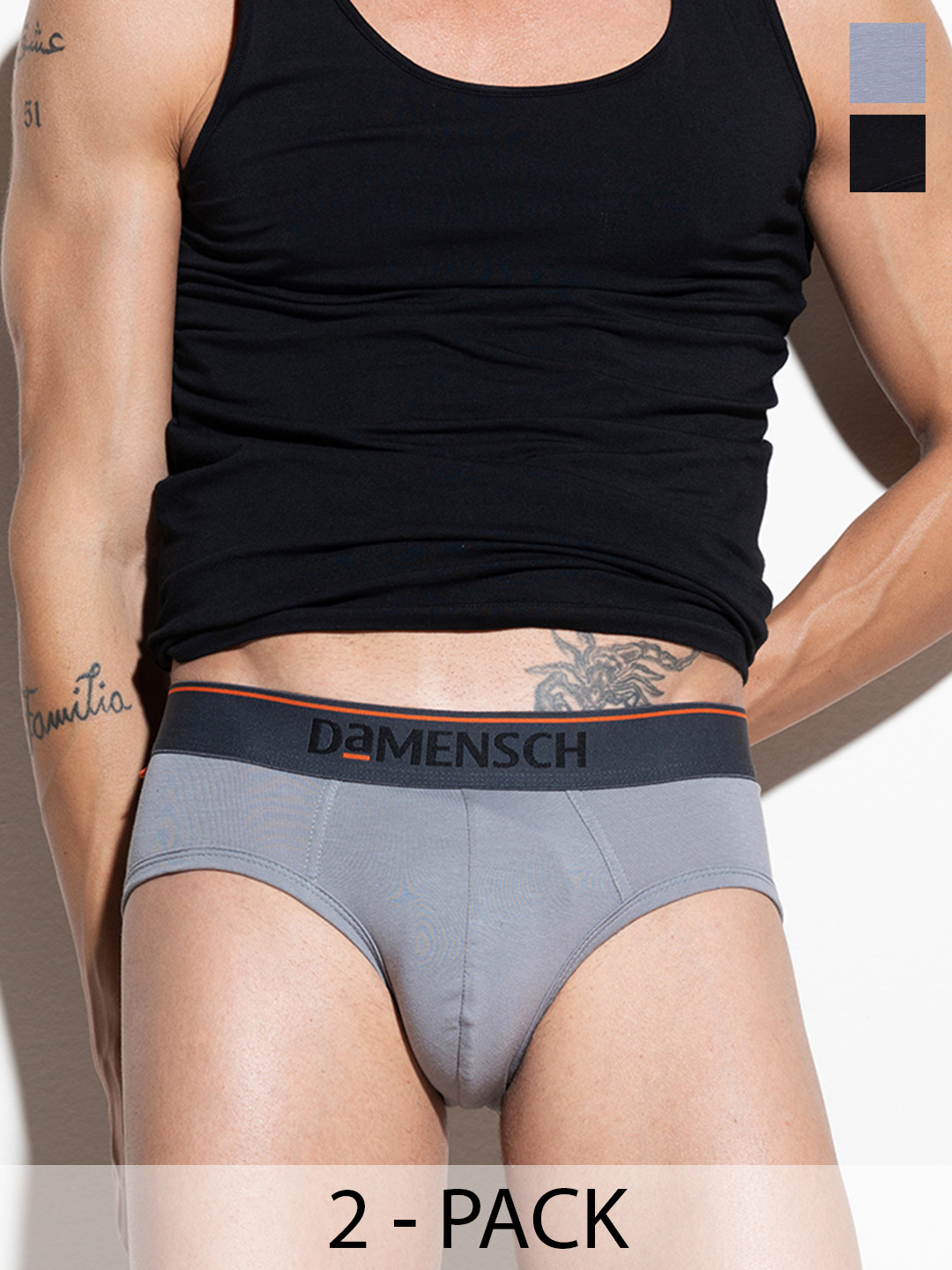 DAMENSCH Men Pack Of 2 Anti Bacterial Deodorizing Basic Briefs-DAM-CTS-B-SWB-DRG