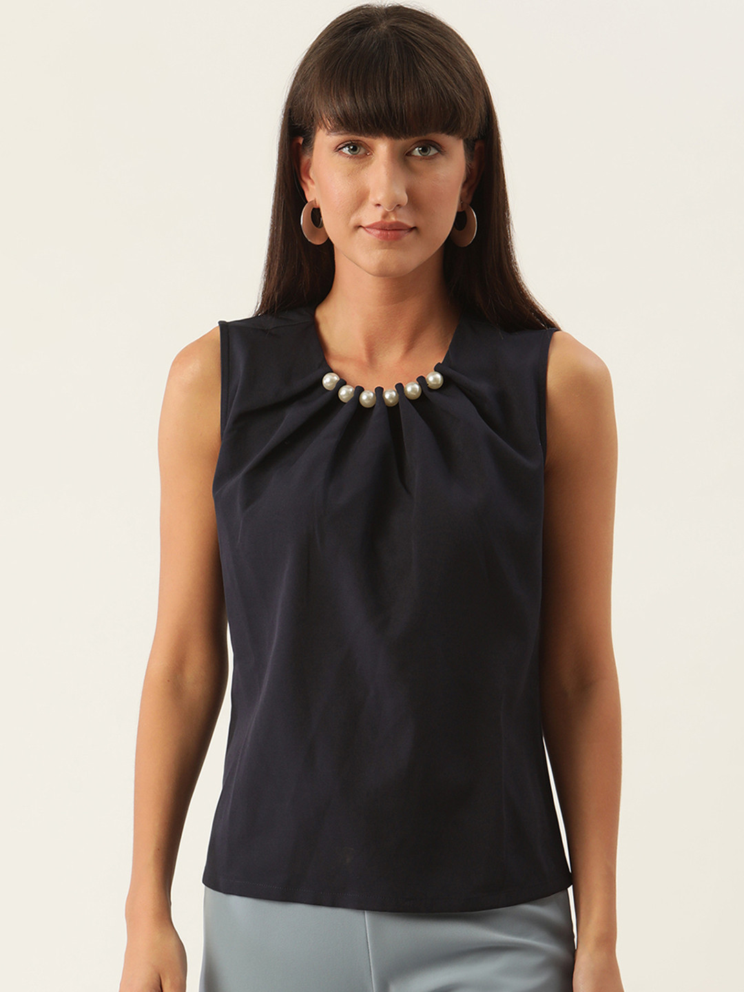 ZOELLA Navy Blue Solid Top