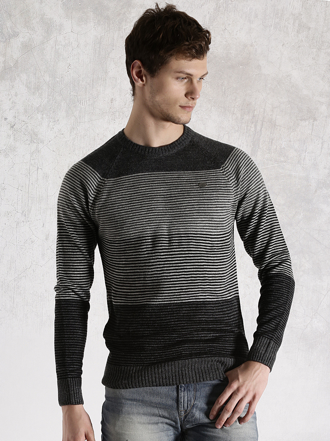 Roadster Grey Striped Sweater