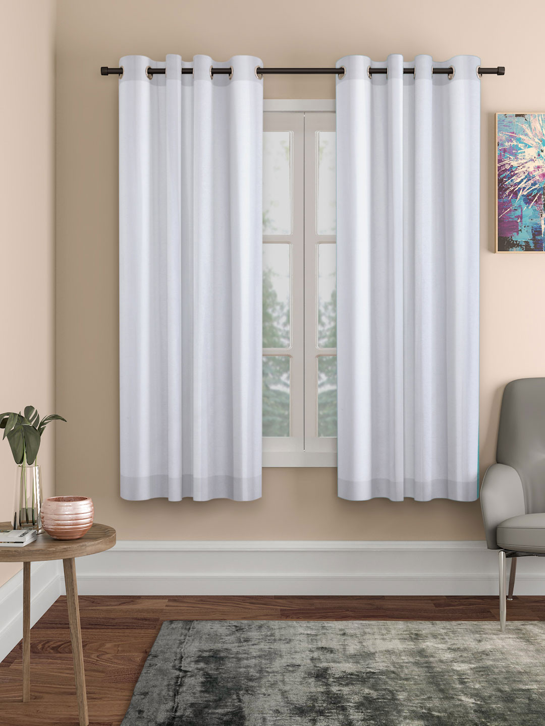 ROSARA HOME Off-White Set of 2 Window Curtains