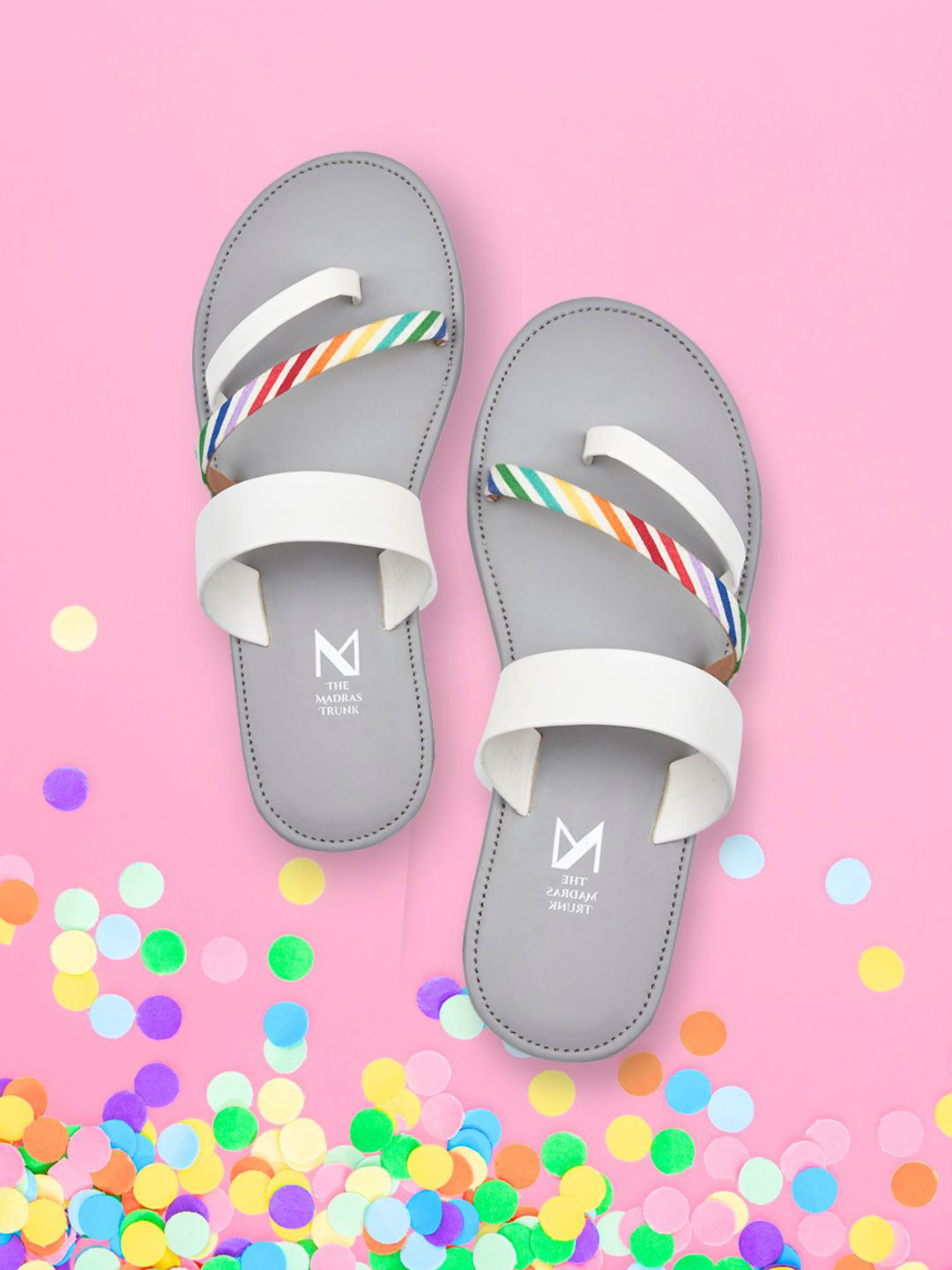 THE MADRAS TRUNK Women White Solid Leather Open Toe Flats