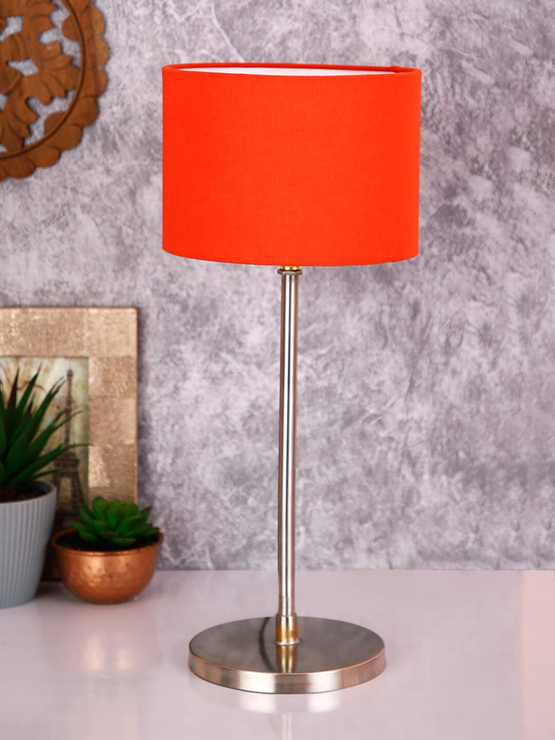 Devansh Orange Solid Cylindrical Buffet Lamp