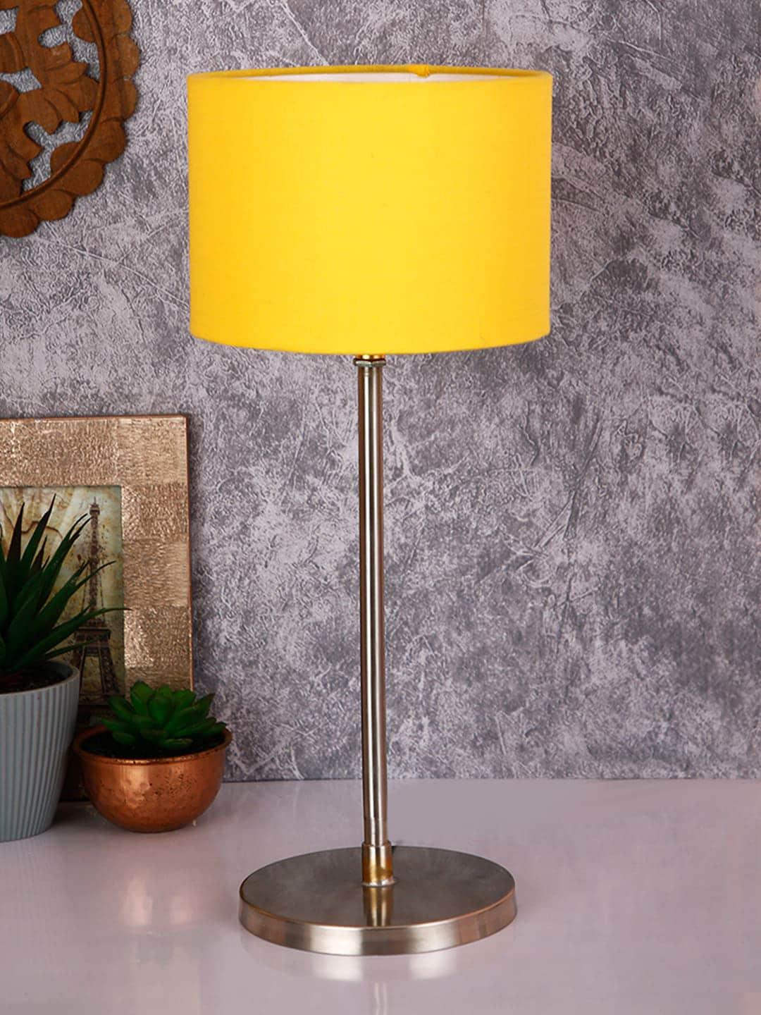 Devansh Yellow Solid Cylindrical Buffet Lamp