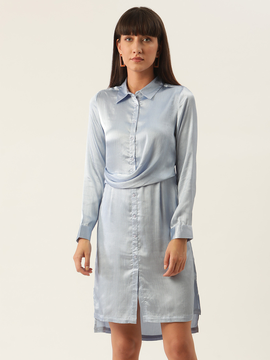 ZOELLA Women Blue Solid Shirt Dress