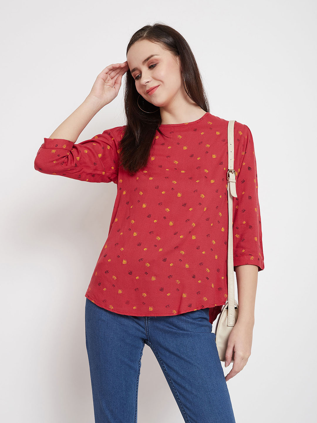 Crimsoune Club Red Printed Top