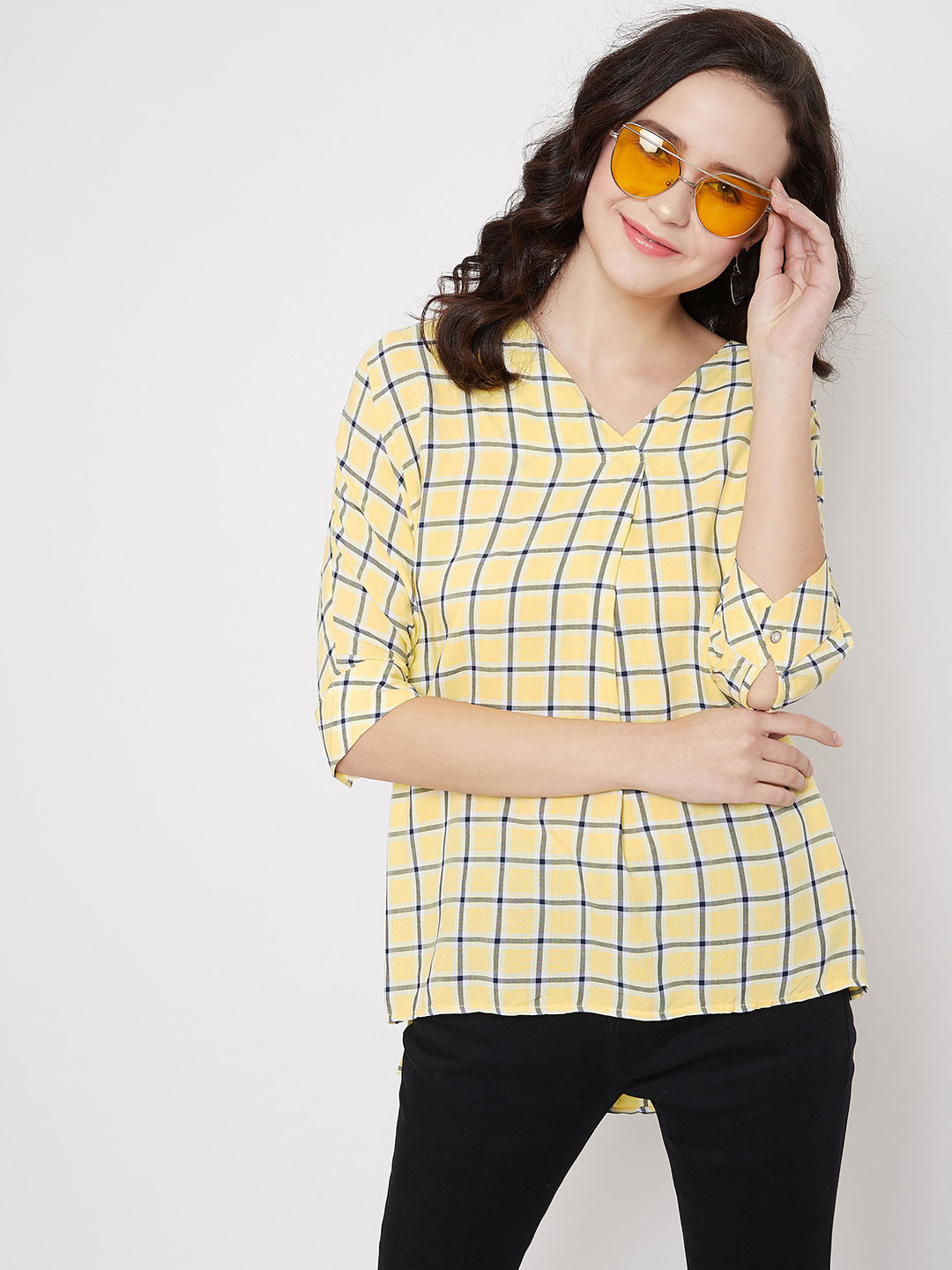 Crimsoune Club Yellow Checked Top