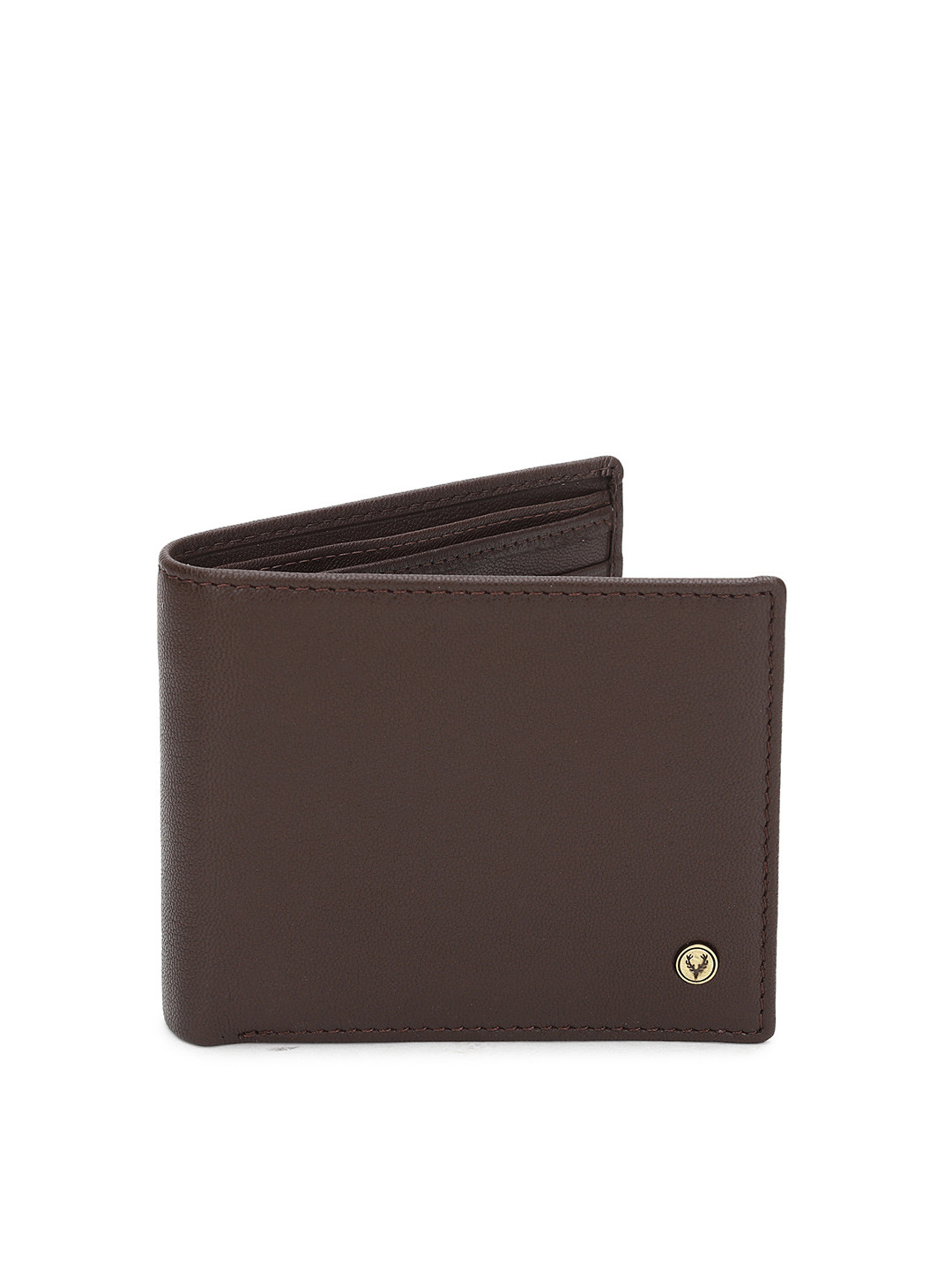 Allen Solly Men Coffee Brown Solid Two Fold Leather Wallet