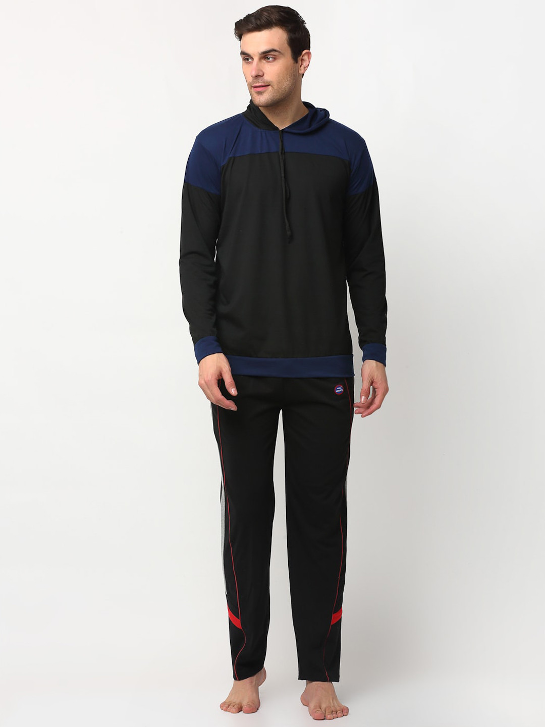 MACK JONNEY Men Black Colourblocked Night suit