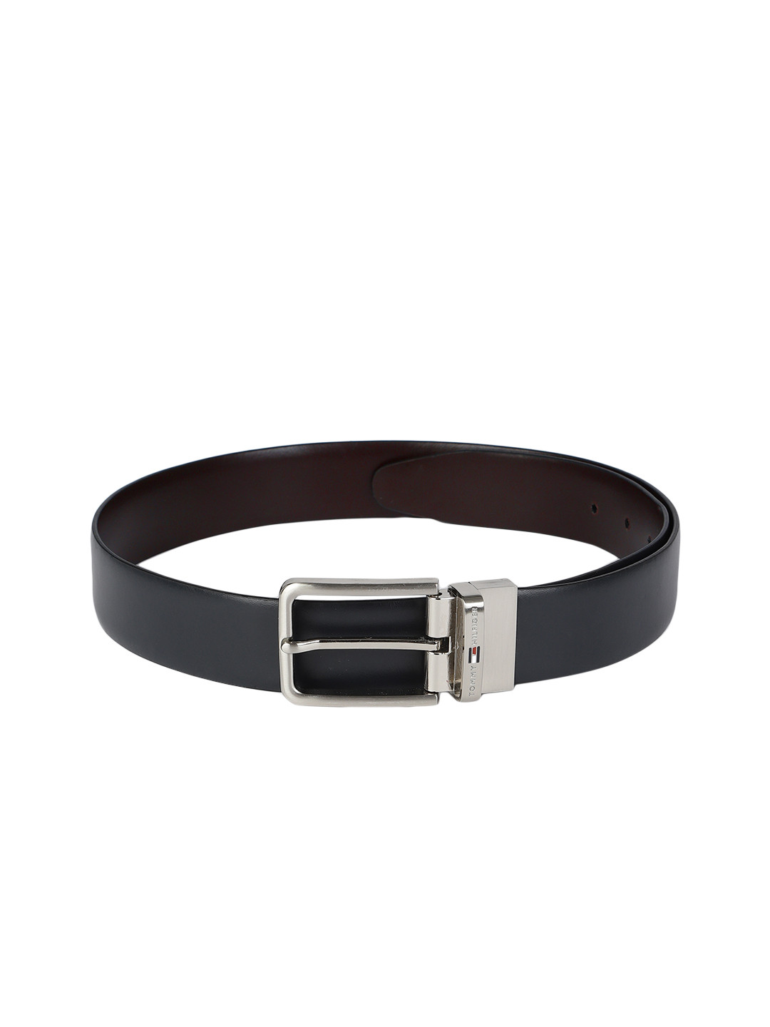 Tommy Hilfiger Men Navy Blue & Brown Solid Reversible Leather Belt