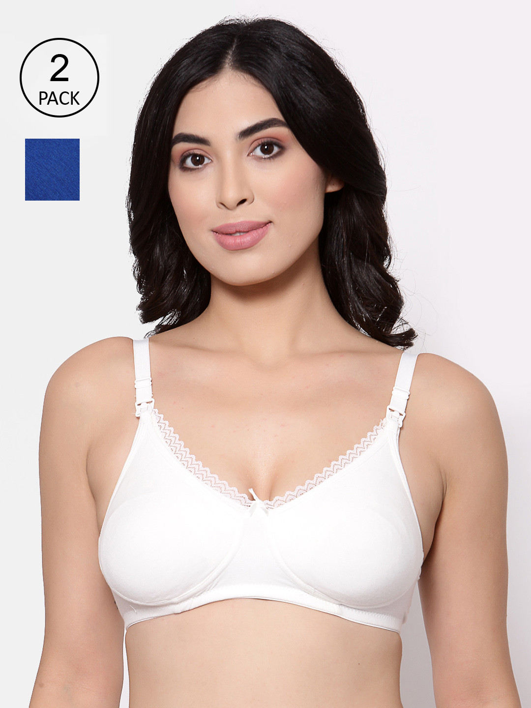 Inner Sense Blue & Pink Solid Non-Wired Non Padded Maternity Bra Pack of 2