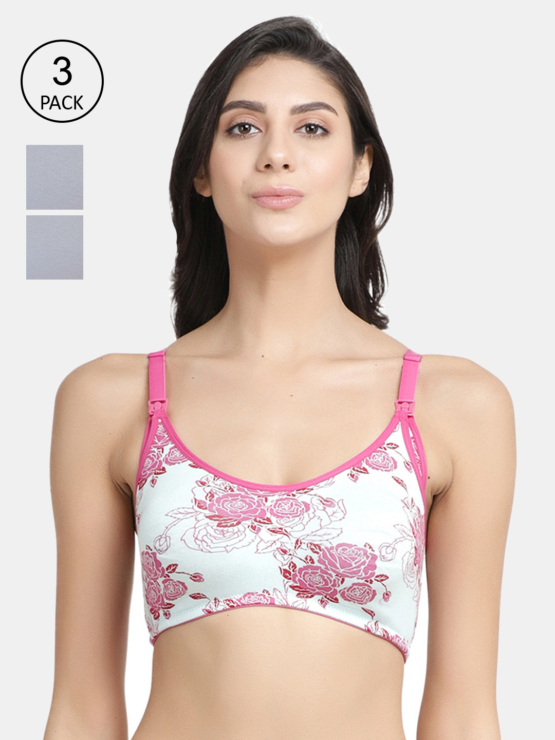 Inner Sense Pack Of 3 Multicoloured Non-Wired Non Padded Maternity Sustainable Bras IMB004C_4C_4B