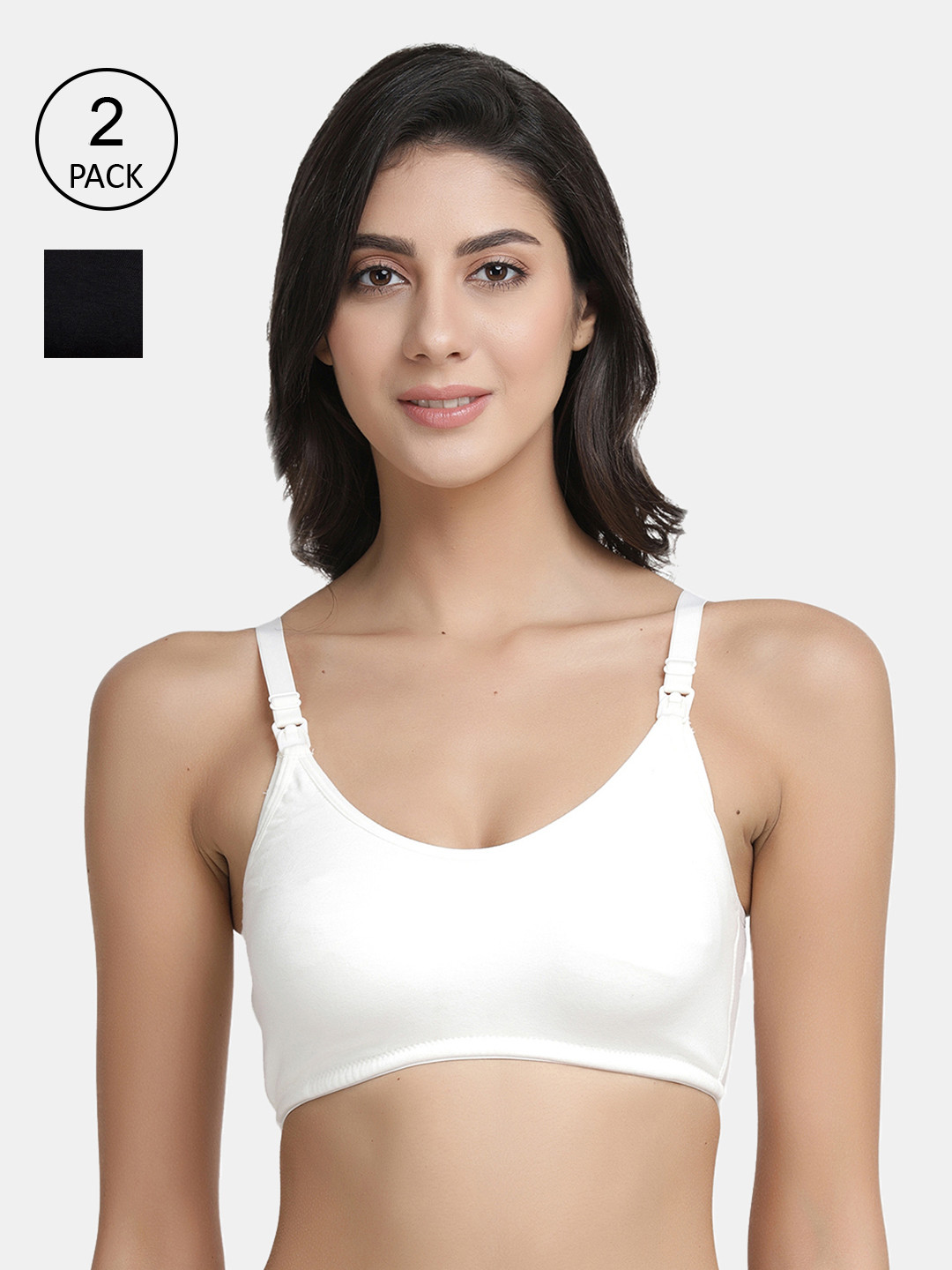 Inner Sense Pack of 3 Bamboo Cotton Full coverage antimicrobial Non-Padded Maternity Bra