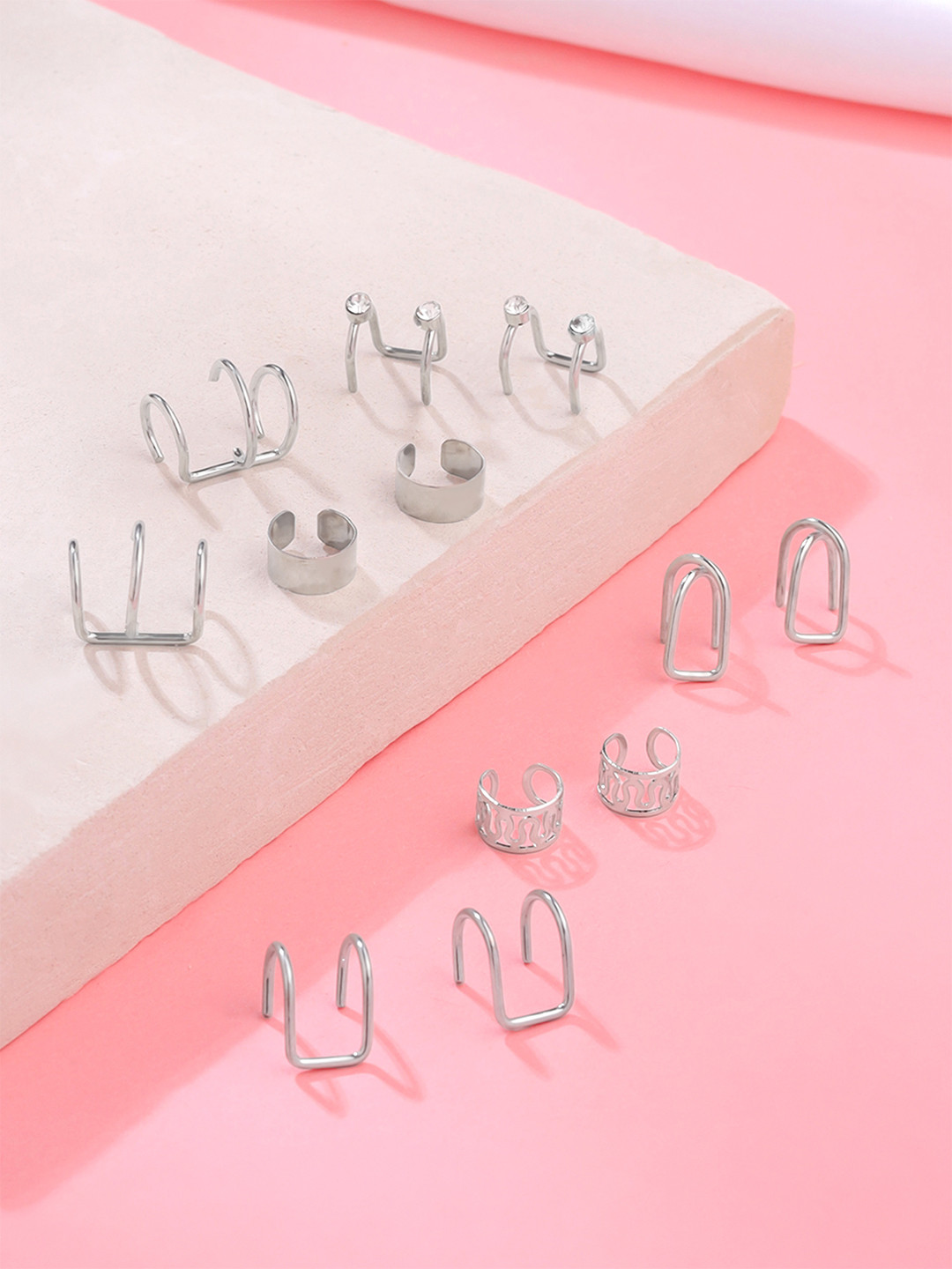 Yellow Chimes Silver-Toned Contemporary Ear Cuff