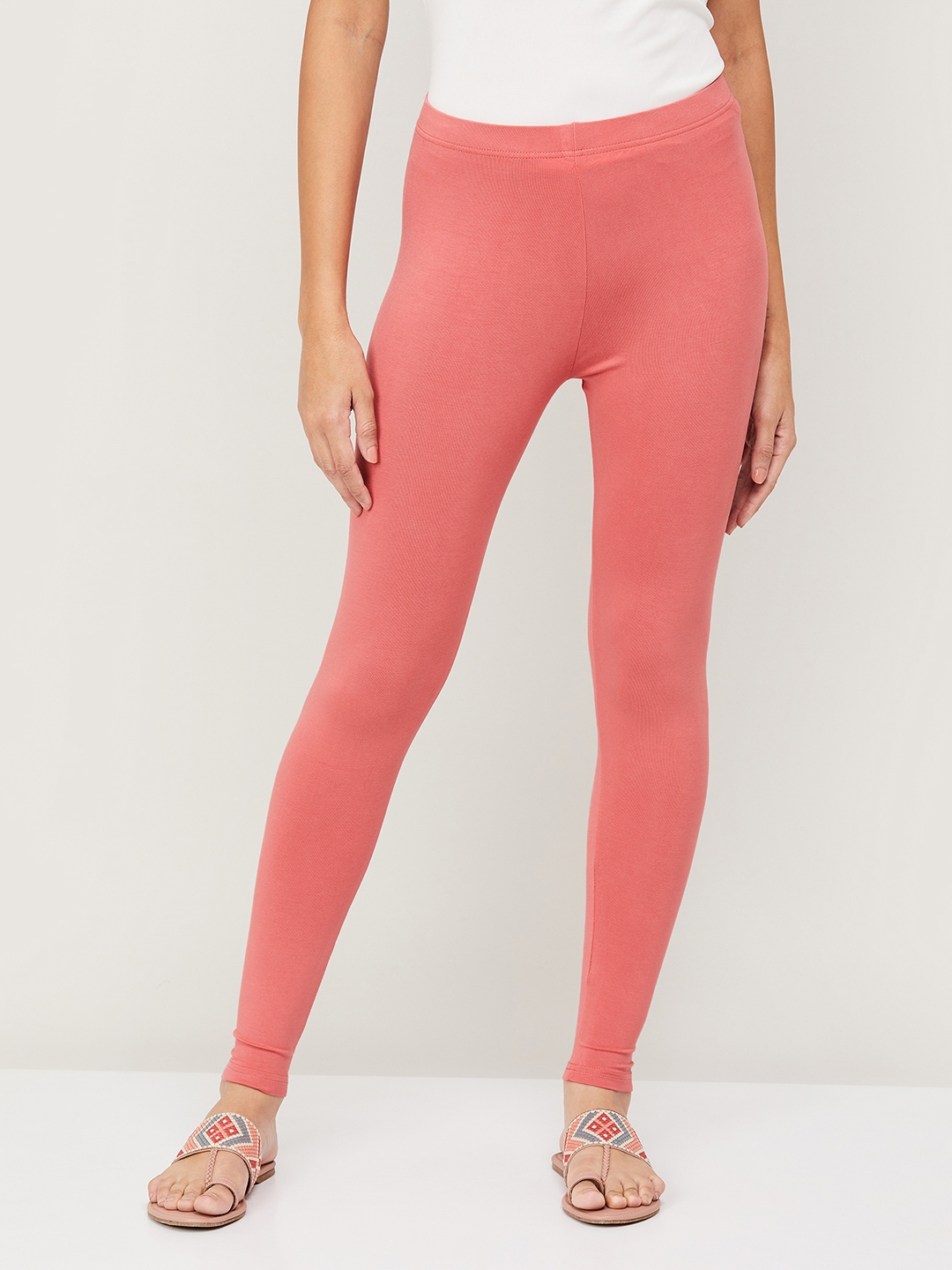 Buy Melange By Lifestyle Women Coral Coloured Solid Ankle