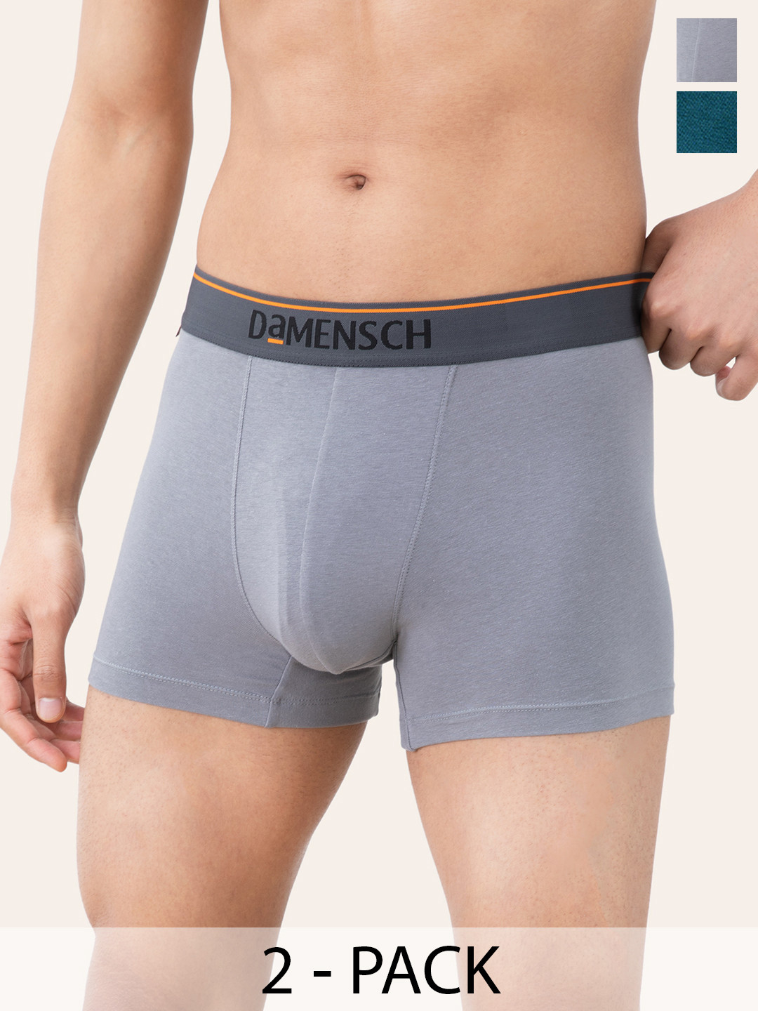 DAMENSCH Men Pack Of 2 Deodorizing Anti Bacterial Trunks DAM-CTS-T-IRB-DRG-PACK-2-MIX