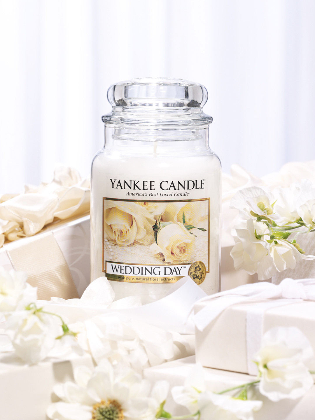 YANKEE CANDLE Wedding Day 1 Wick Weeding Day Rose Solid Geometric Regular Jar Candles