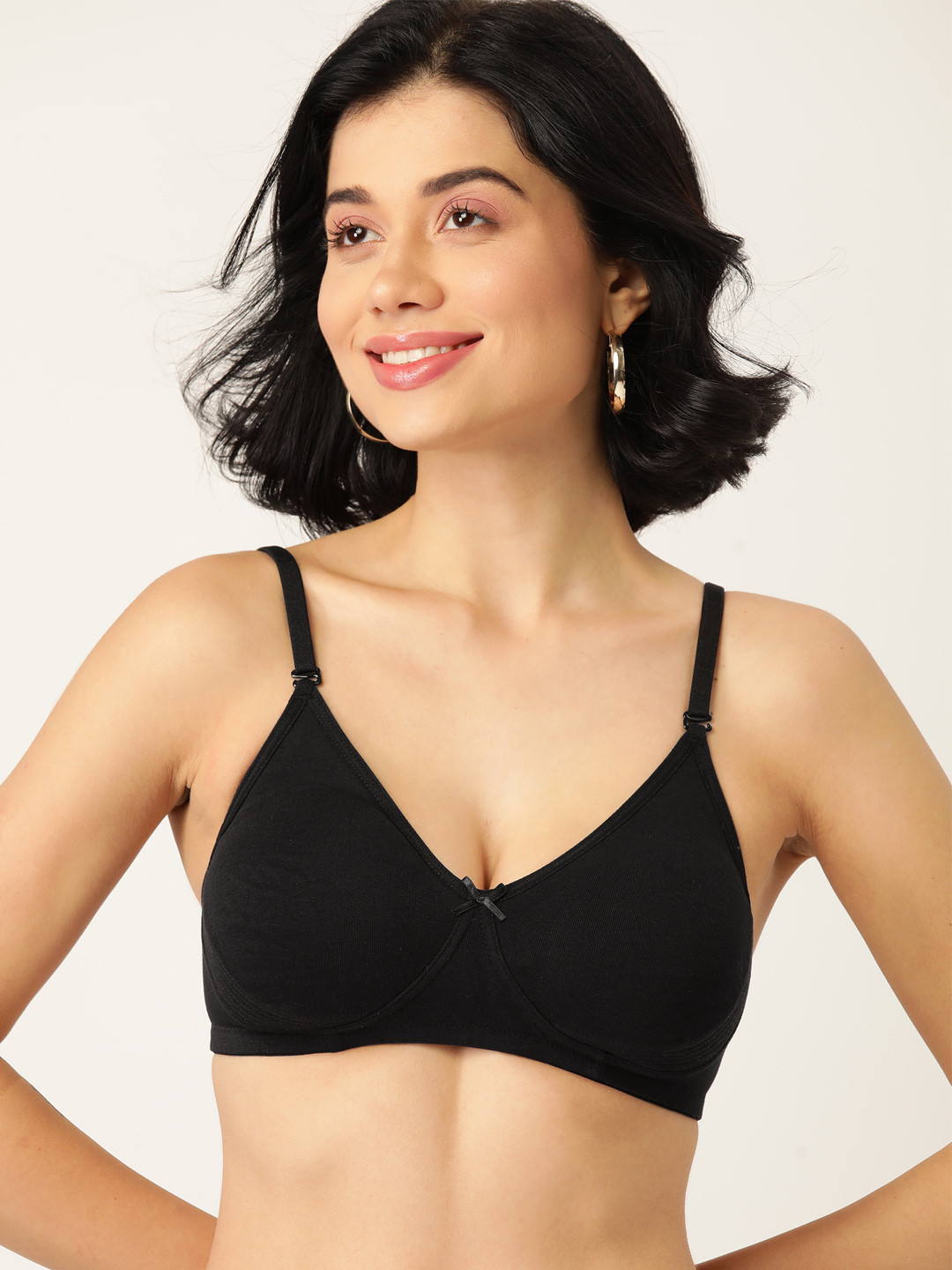 DressBerry Black Solid Non-Wired Non Padded Everyday Bra LA14-01