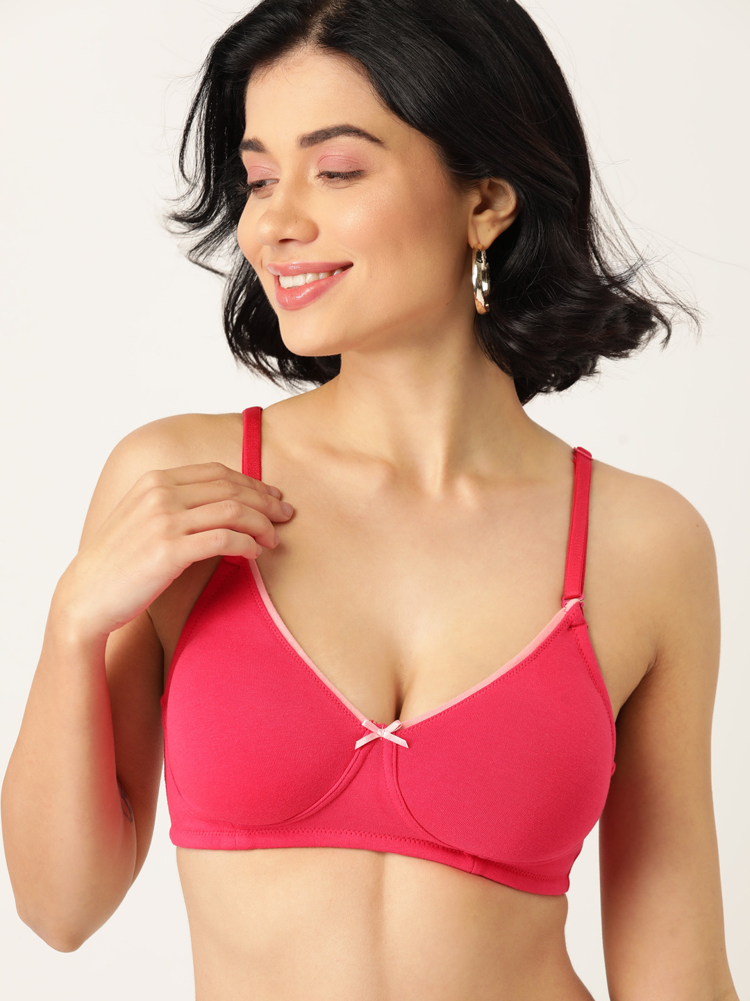 DressBerry Magenta Solid Non-Wired Padded Everyday Bra LA04-03