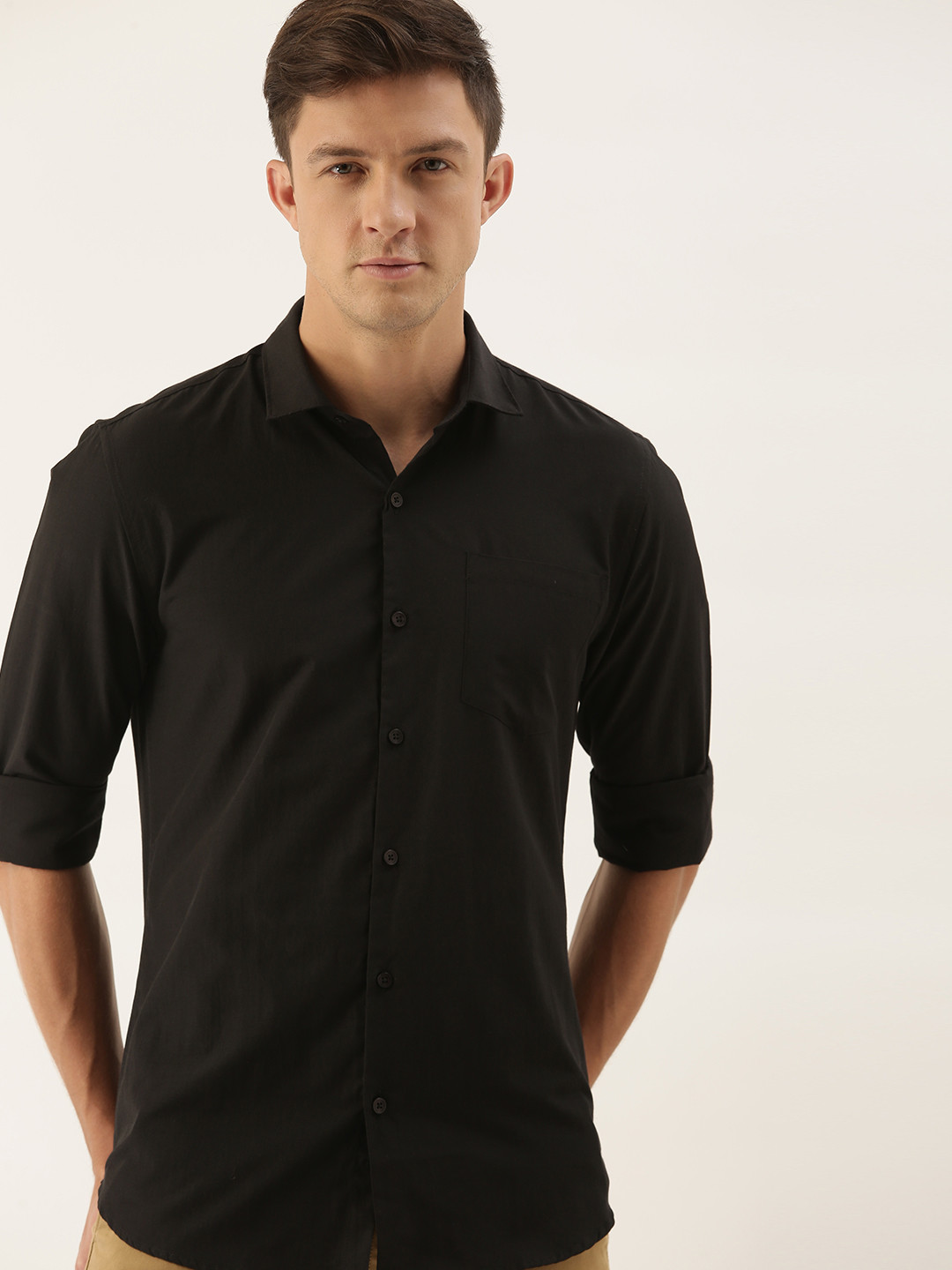 INVICTUS Men Easy Care Black Formal Slim Fit Shirt