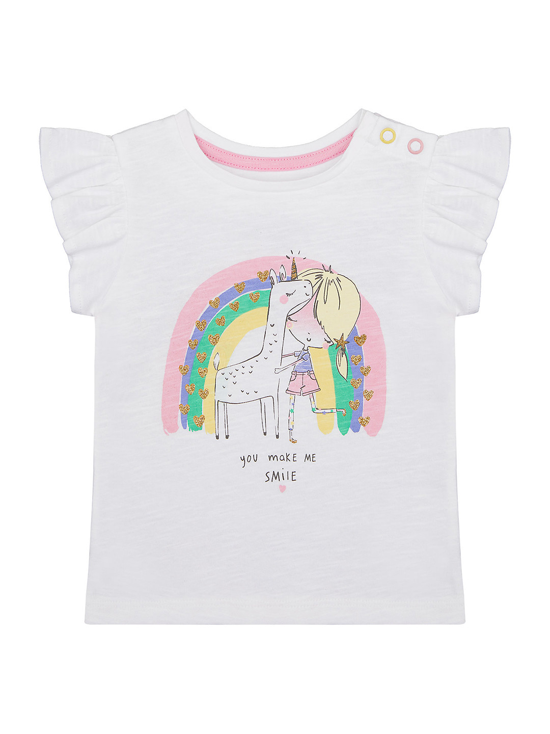 mothercare Girls White Rainbow Glitter Printed Regular Top