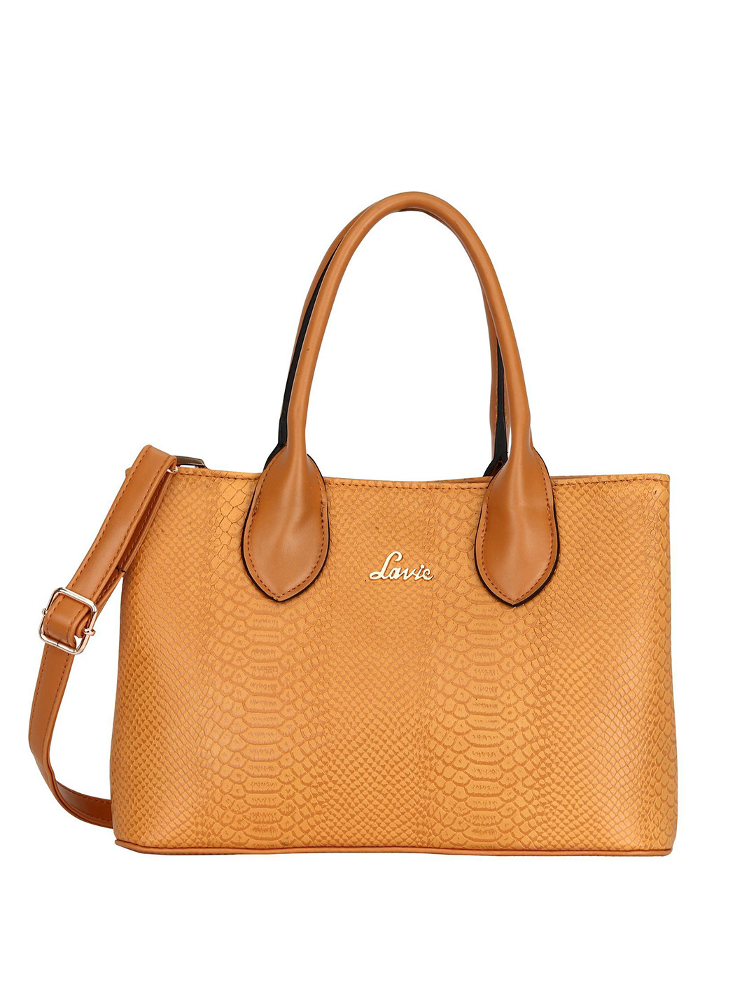 Lavie Ficus 1 Orange Animal Textured Structured Handheld Bag