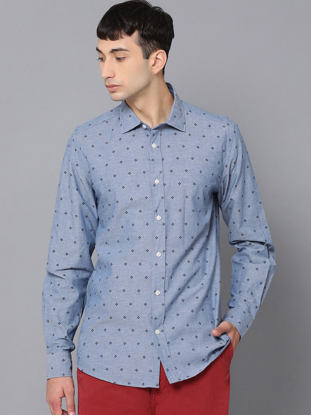 Antony Morato Men Blue Regular Fit Printed Casual Shirt