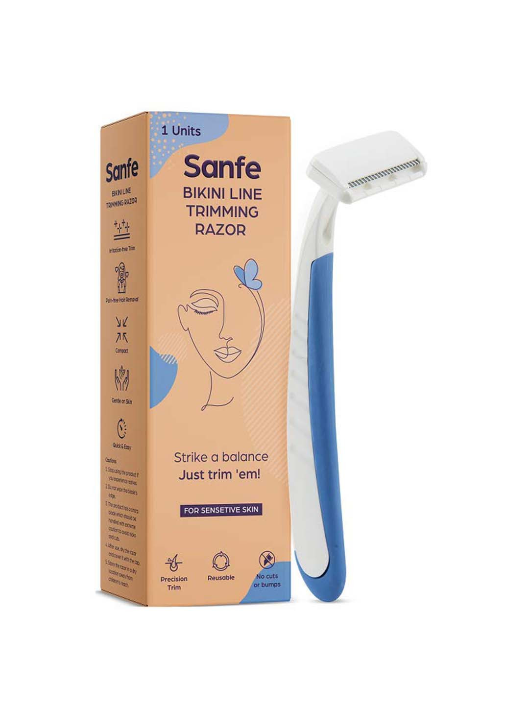 Sanfe Women Trimming & Hair Removal Body Razor with Stainless Steel Blade