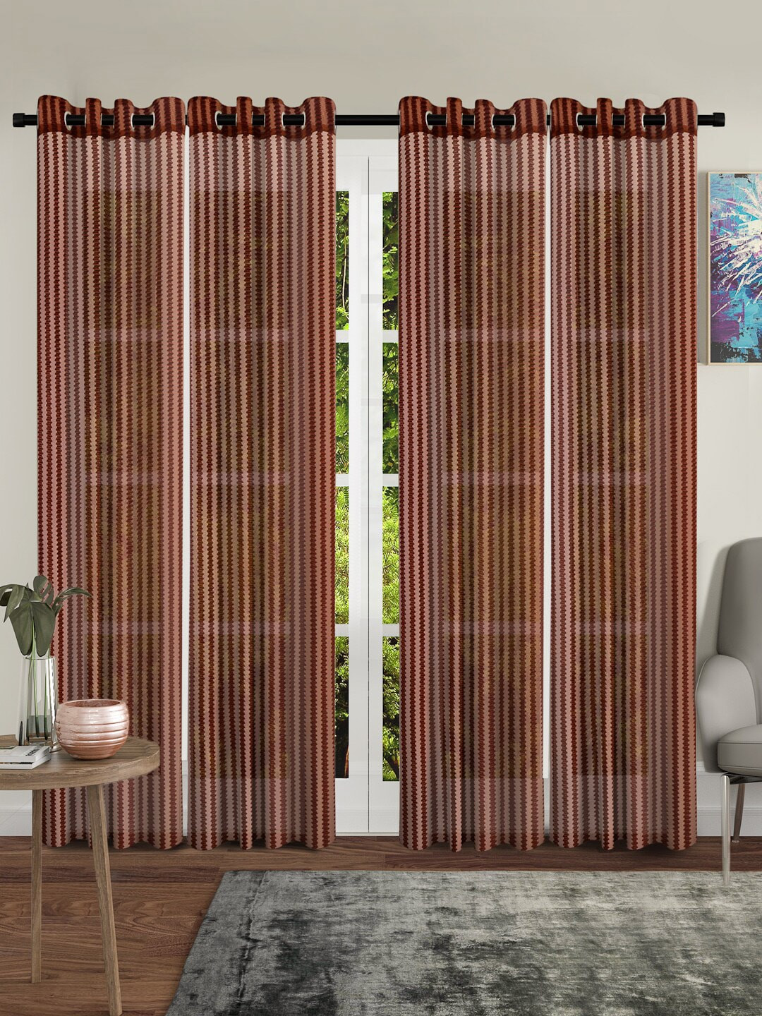 Cortina Brown & Rust Striped Curtain