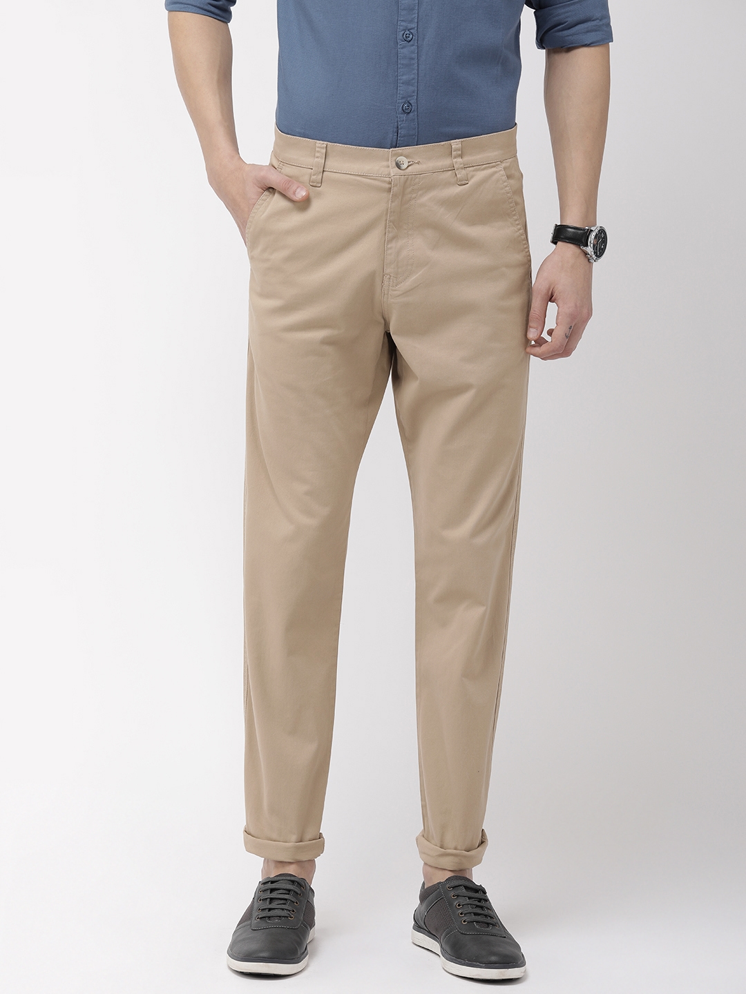 KUNDAN Slim Fit Men Beige Polyester Viscose Blend Trousers  Amazonin  Fashion