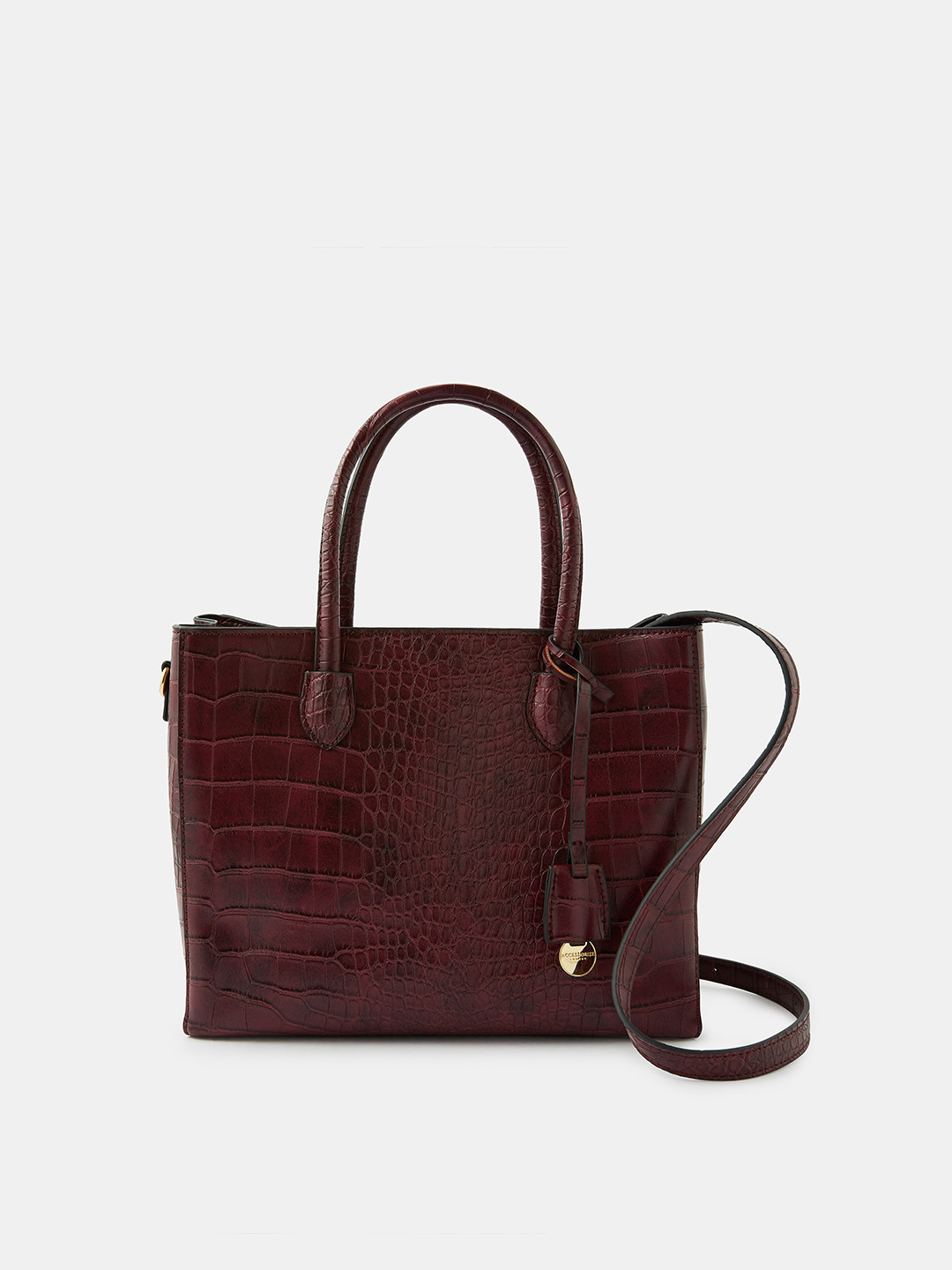 Accessorize Burgundy Gemma Croc Textured Handheld Bag