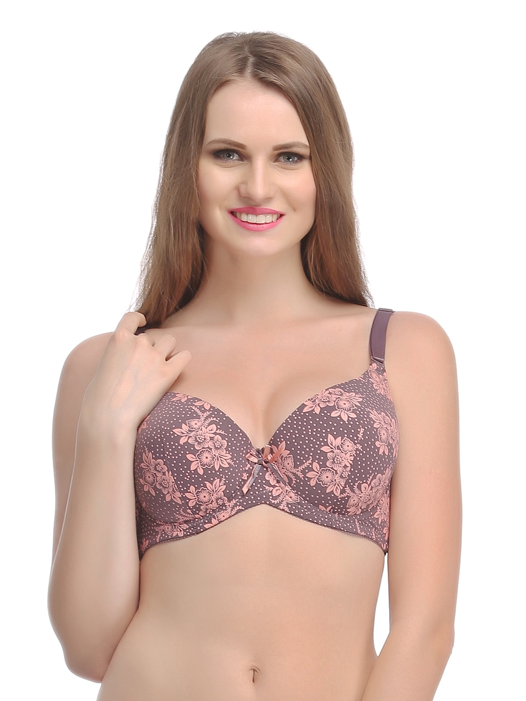 Buy Clovia White Floral Print Cotton Single Plunge Bras Online at