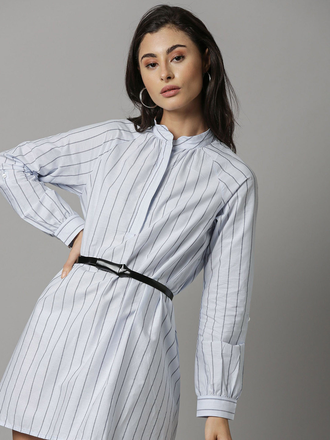 RAREISM Women Blue Striped Shirt Dress