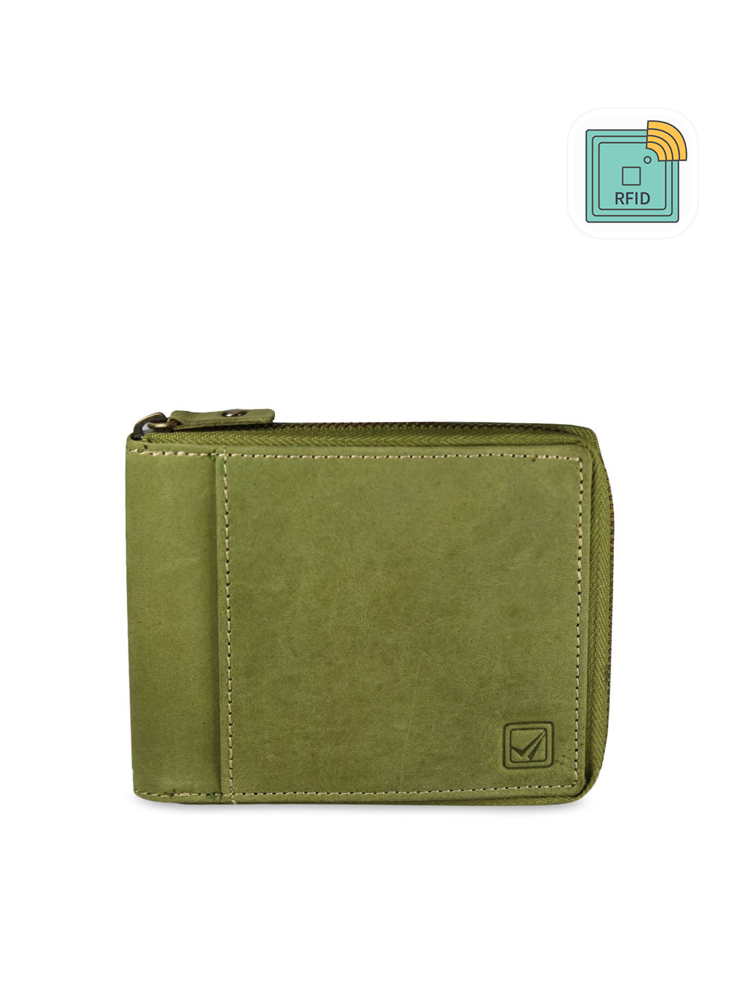 Style SHOES Unisex Green Solid Zip Around Wallet