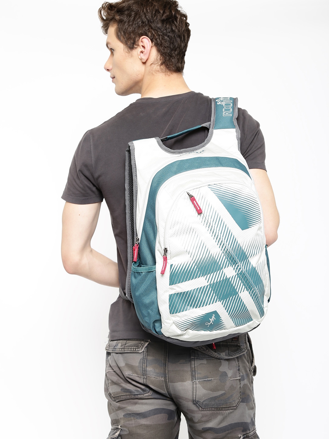 Skybags Unisex Off White Teal Green Printed Footloose Blitz 02 Backpack