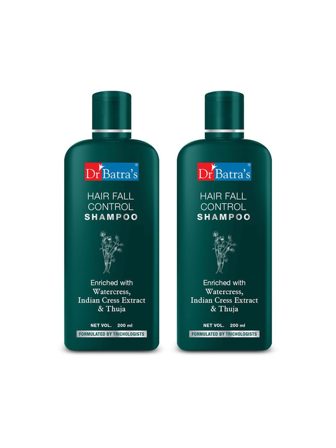 Dr. Batras Set Of 2 Hair Fall Control Shampoo Enriched With Thuja & Watercress- 200ml Each