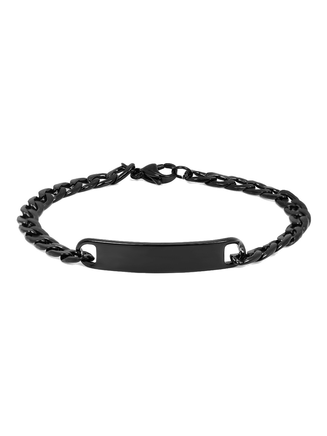 Yellow Chimes Men Stainless Steel Black Chain Tag Bracelet