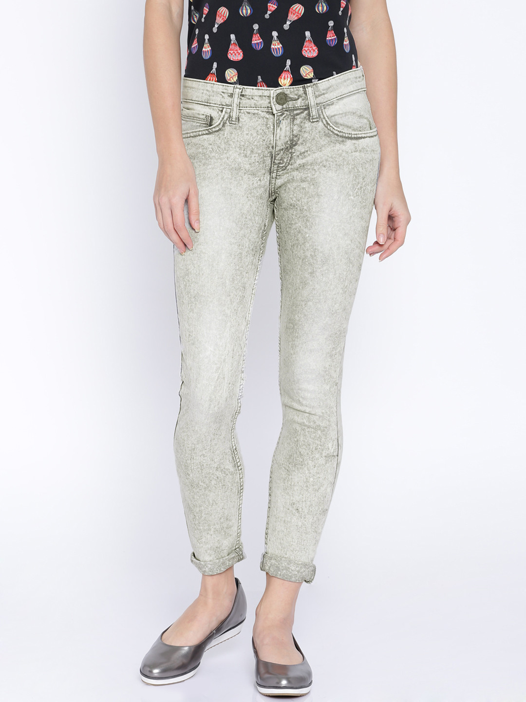 Tokyo Talkies Grey Washed Stretchable Jeans